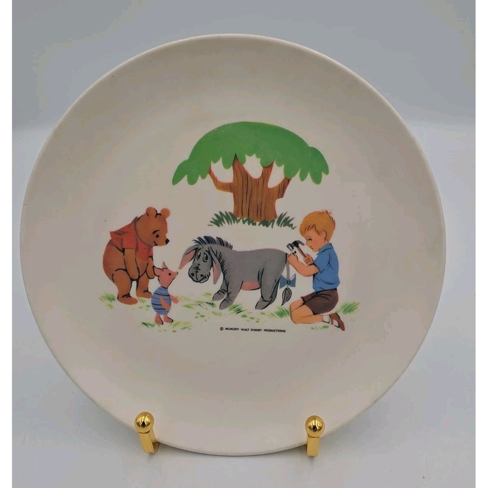 Disney Winnie the Pooh Vintage Plate 1980 Japan Piglet Eeyore Christopher Robin